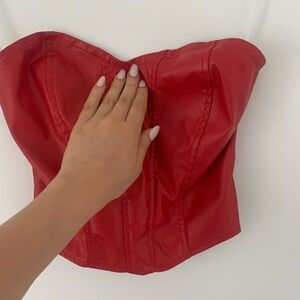 Red faux leather tube top size small